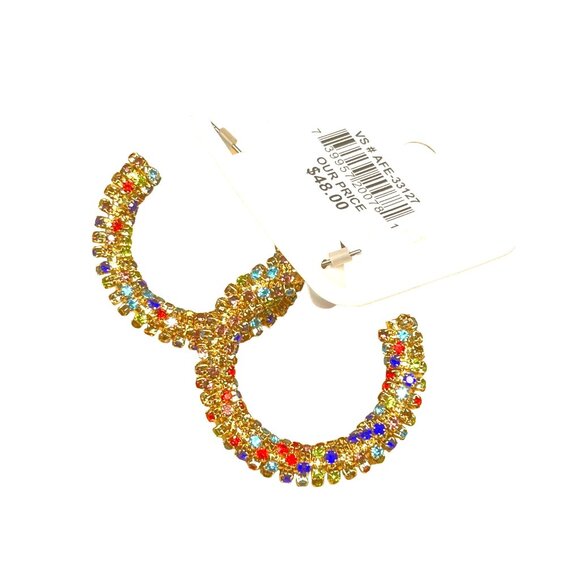 Charming Charlie Hypoallergenic Rainbow Crystal Hoop Earrings MSRP 48 - Picture 7 of 8